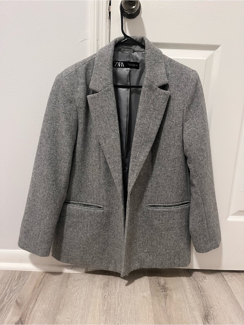 ZARA Heather Gray Tailored Wool-Blend Blazer